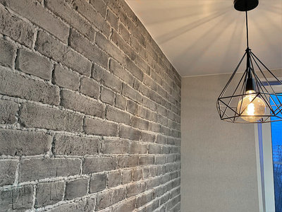 Отделка кухни Loft кирпичом Монастырский Скала